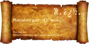 Mansberger Ámos névjegykártya